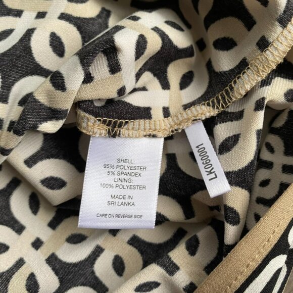 New York & Company Neutral Geometric Mini Dress with Key-Hole Neckline Detail - Picture 9 of 11